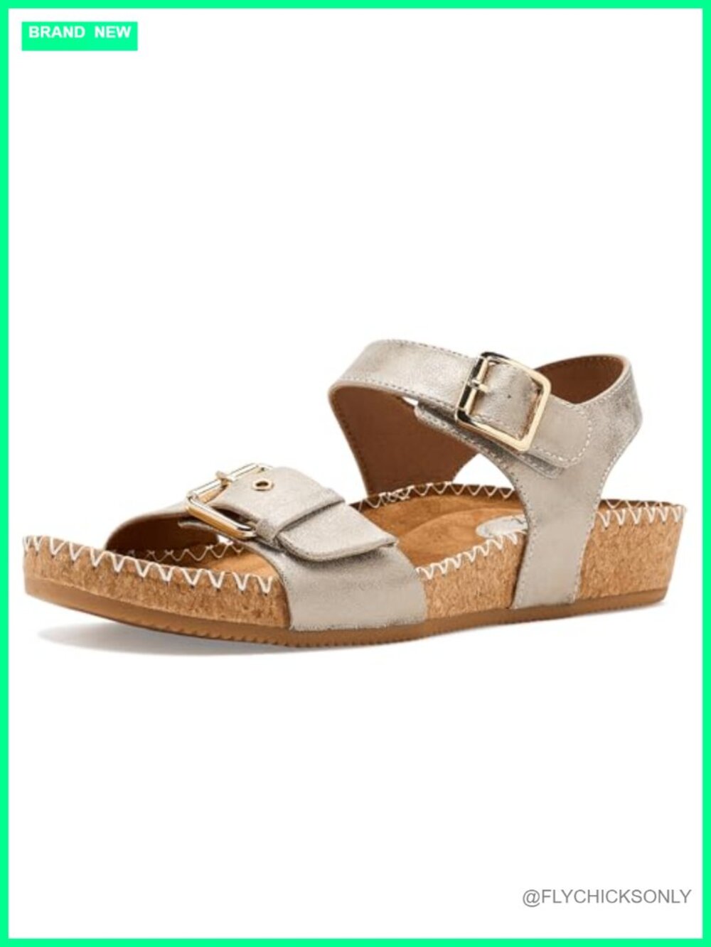 Bohemian Wedge Sandal with Cork Wedge and Ankle Strap, Hook & Loop Closure